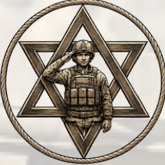מדליון זהות: לוחם מצדיע בתוך מגן דוד
